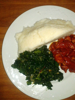 A picture of kale beefmeat & white polenta. kenyan taste :).