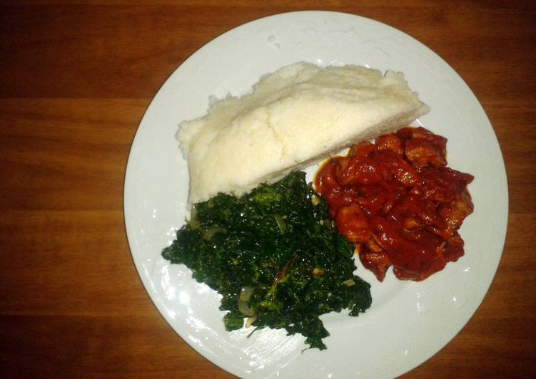 Recipe of Award-winning kale beefmeat &amp; white polenta. kenyan taste :)