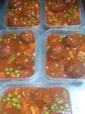Albóndigas de carne picada con arroz y papas