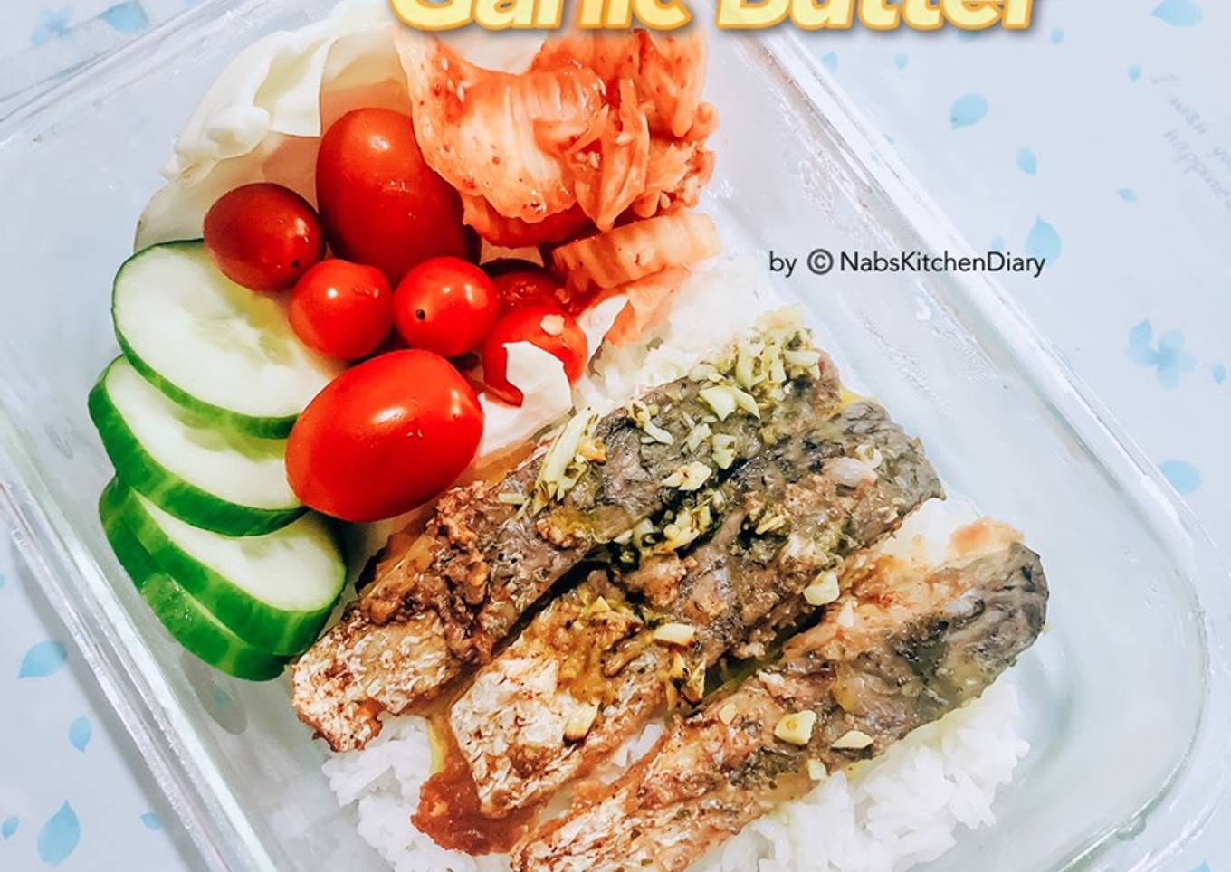 Ikan siakap goreng dengan mentega bawang putih