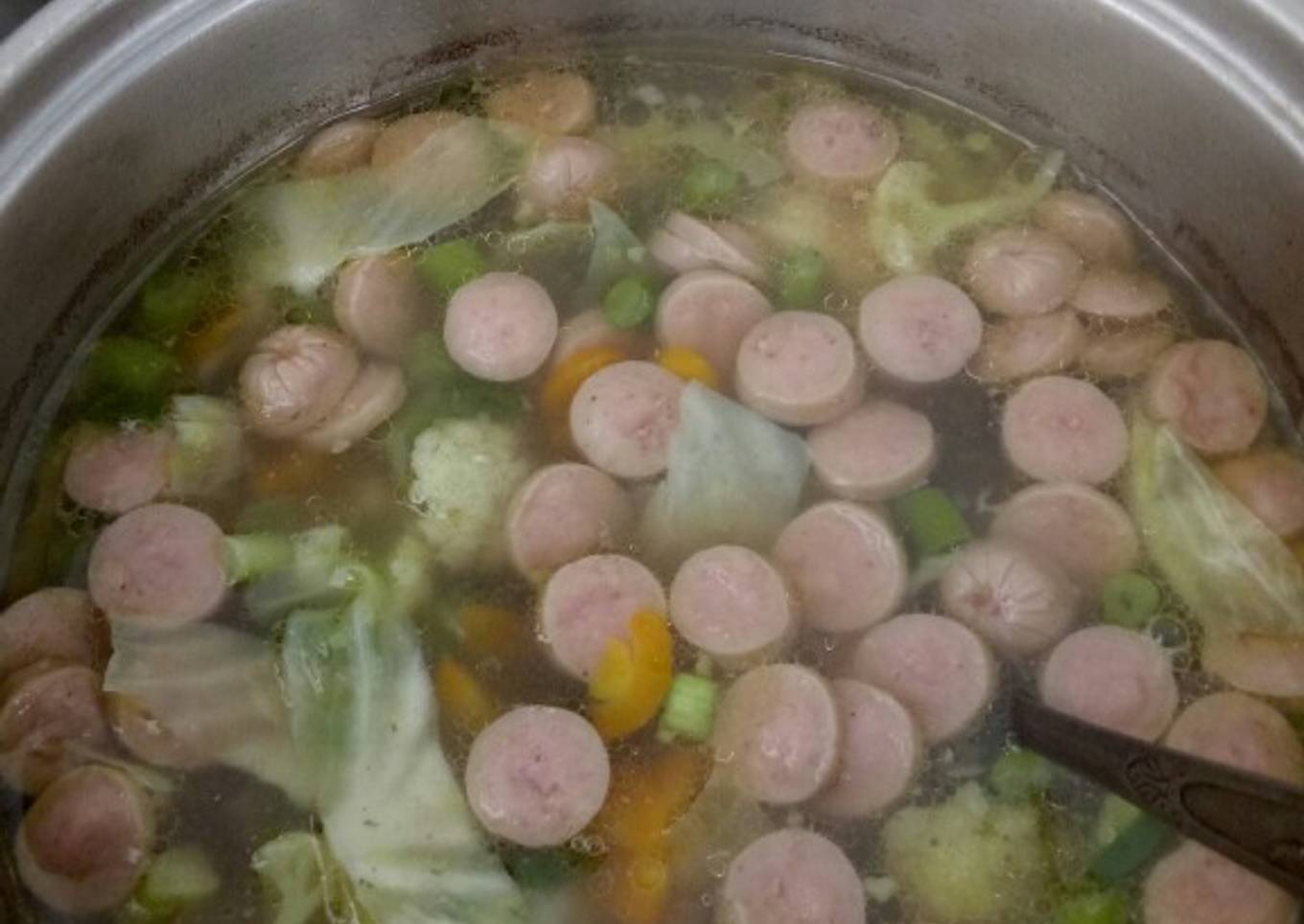 Sup dengan daging, sayuran, dan daging