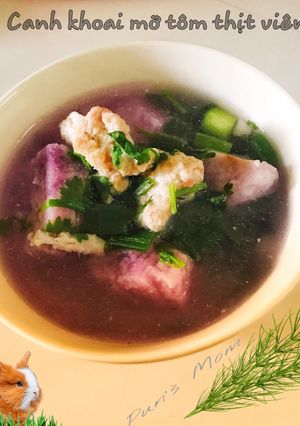 Hình của món Canh khoai mỡ tôm thịt viên.