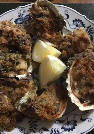 A picture of California Farm Oysters Rockefeller.