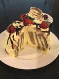 Vertical Chocolate Layer Cake with French Vanikka Cream Frosting