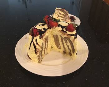 Easy Cooking Recipe Vertical Chocolate Layer Cake with French Vanikka Cream Frosting Delicious Steady