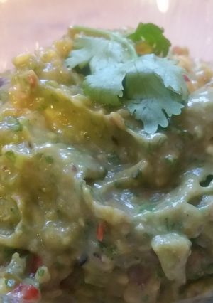A picture of Hatch green chili guacamole.