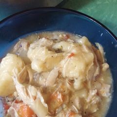 A picture of Crock pot chicken and dumplings.