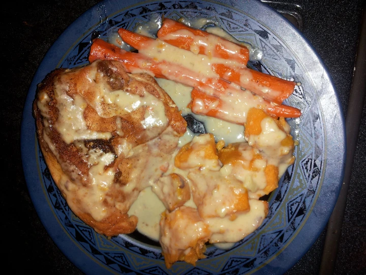 Easy Steps to Make Roasted Chicken with sweet potato and carrot. the Can Spoil the Tongue Tasty