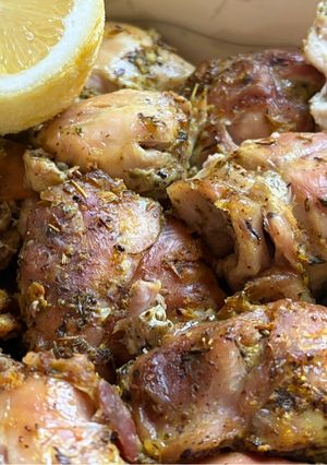 A picture of Chicken Thigh Fillets in Parchment with Fresh Lemon Dry Rub.