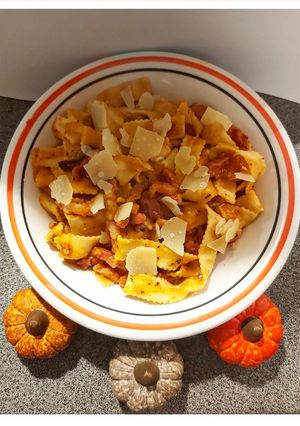 Une photo de Tagliatelles aux lardons et butternut