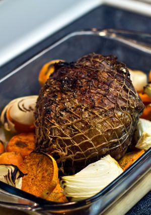 A picture of Roast Leg of Lamb.
