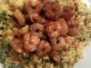 A picture of fried rice with chilli chicken