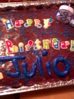 A picture of Cherry chocolate chocolate chip cake.