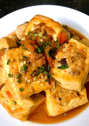 Hình của món Đậu nhồi thịt xốt cà chua.