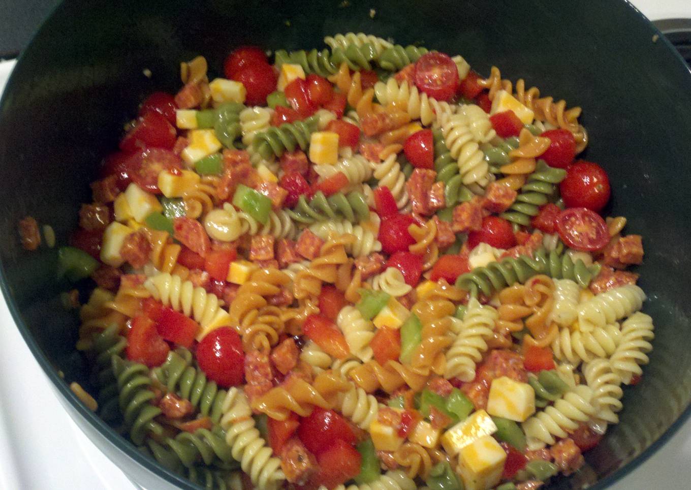 Multicolored pasta salad
