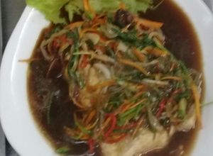 Hình của món Cá hấp xì dầu.