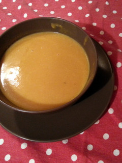 A picture of Austrian pumpkin soup (kurbiscremesuppe).