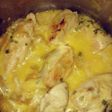 Pollo a la crema de verdeo y brócoli