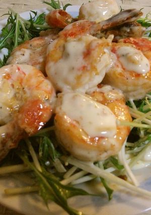 A picture of Plump Shrimp-Mayo! Made with Condensed Milk and Mayonnaise.