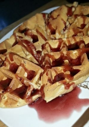 A picture of Gigi's Peanut Butter & Jelly Waffles.