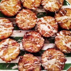 A picture of Pineapple Stuffing "Cupcakes"with Cinnamon Buttercream Drizzle.