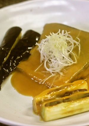 A picture of Seafood! Mackerel Simmered in Miso.