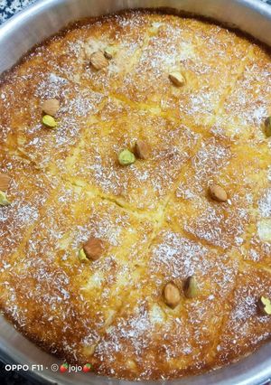 صورة لوصفة كيكه البسبوسه خفيفه وطعمه اوي 😋👩‍🍳