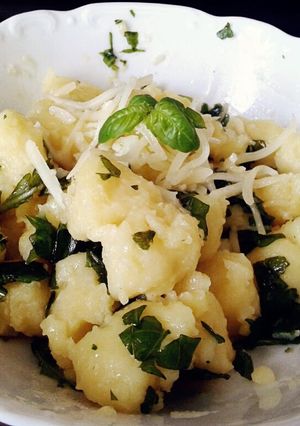 A picture of Gnocchi with Homemade Basil Pesto.