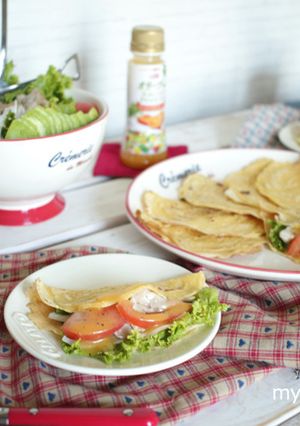 A picture of Corn Crepes for a Café-Style Breakfast.