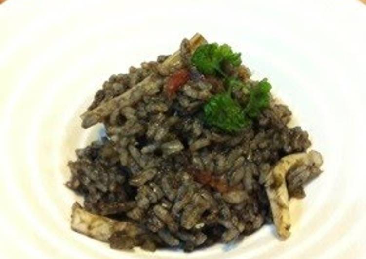 Steps to Prepare Super Quick Homemade Easy Homemade Squid Ink Risotto