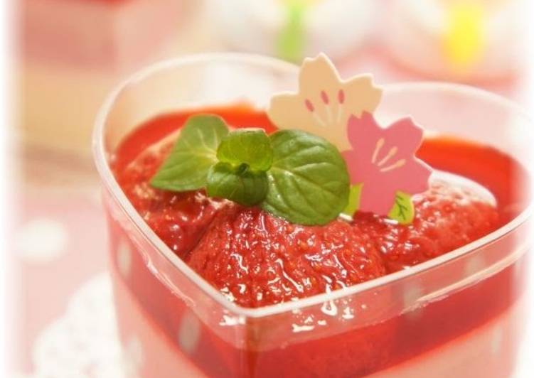 Recipe of Award-winning Diet-Friendly Easy Strawberry &amp; Tofu Pudding for Doll&#39;s Festival