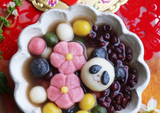 熊貓＆花朵造型湯圓 食譜成品照片