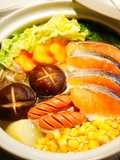 Salt and Butter Hot Pot with Salmon and Vegetables