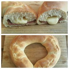 A picture of Cheese and Salami centred bread..
