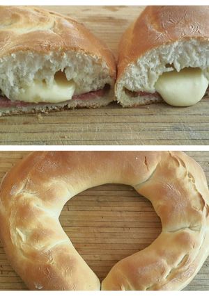 A picture of Cheese and Salami centred bread..