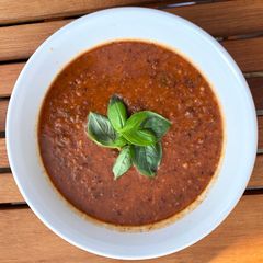 A picture of Tomato, Black Bean and Lemon Soup.