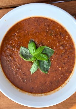 A picture of Tomato, Black Bean and Lemon Soup.