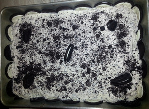 A picture of Oreo ice cream cake.