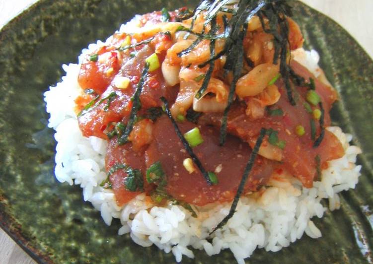 Simple Way to Prepare Favorite Tuna and Kimchi Don Rice Bowl