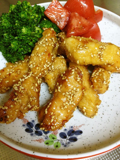 A picture of Nagoya-style Sweet and Spicy "Chicken Bars".