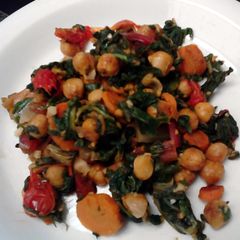 A picture of Sauted garbanzos w/ swisschard.