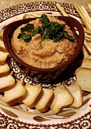 A picture of Fire Roasted Tomato and Feta Hummus.