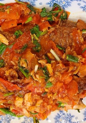 Hình của món Cá nhụ sốt cà.