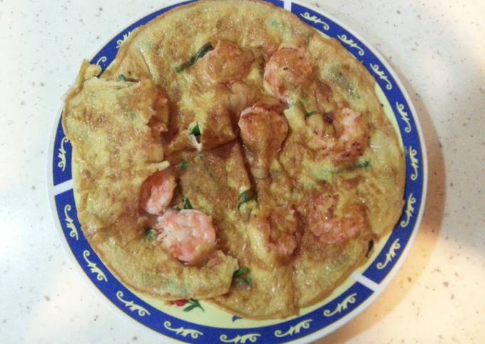 Shrimp & Spring Onion Omelette.