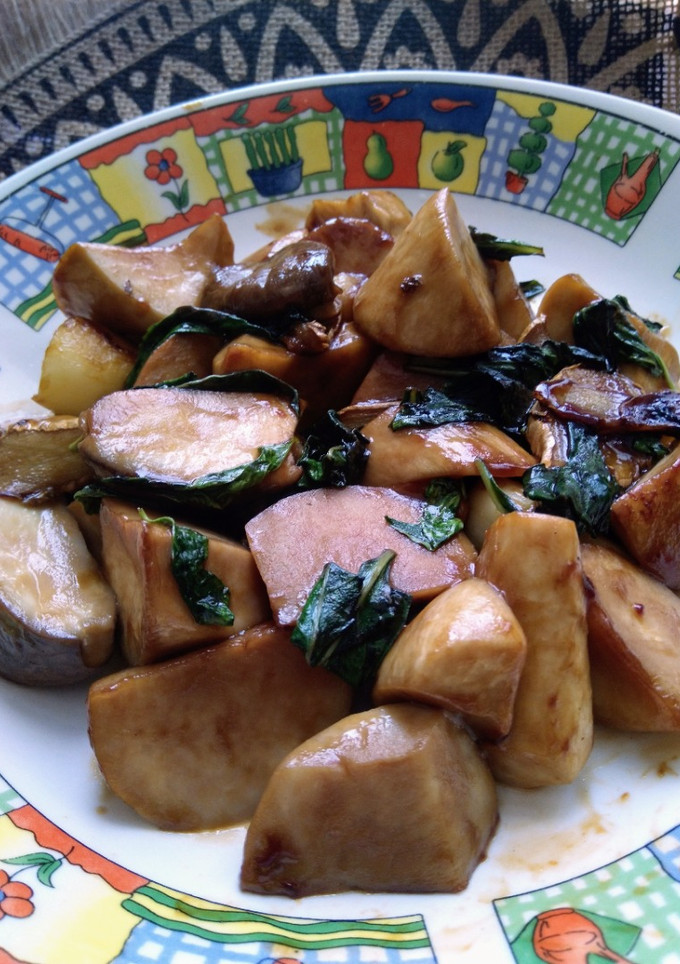 簡單版之三杯杏鮑菇（家常菜）（方便素）（簡單料理） 的食譜成品照片