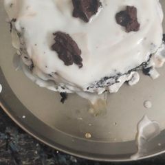 A picture of Black Forest cake eggless and without oven.