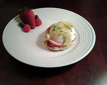 Fresh, Making Recipe Eggs Benedict with Avacado Hollandaise Sauce Savory Delicious