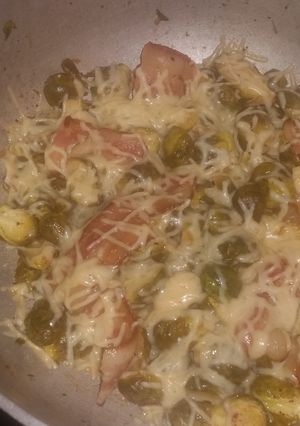 A picture of Brussel sprouts w/red wine vinegar.