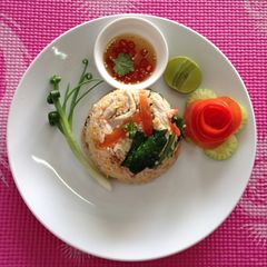 A picture of Pork fried rice.