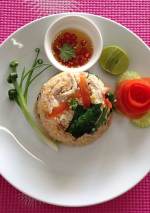 A picture of Pork fried rice.